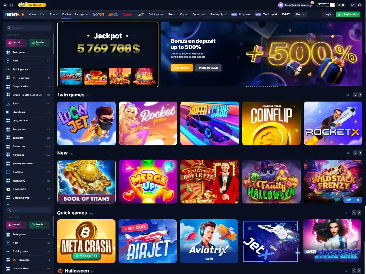 1win Casino games