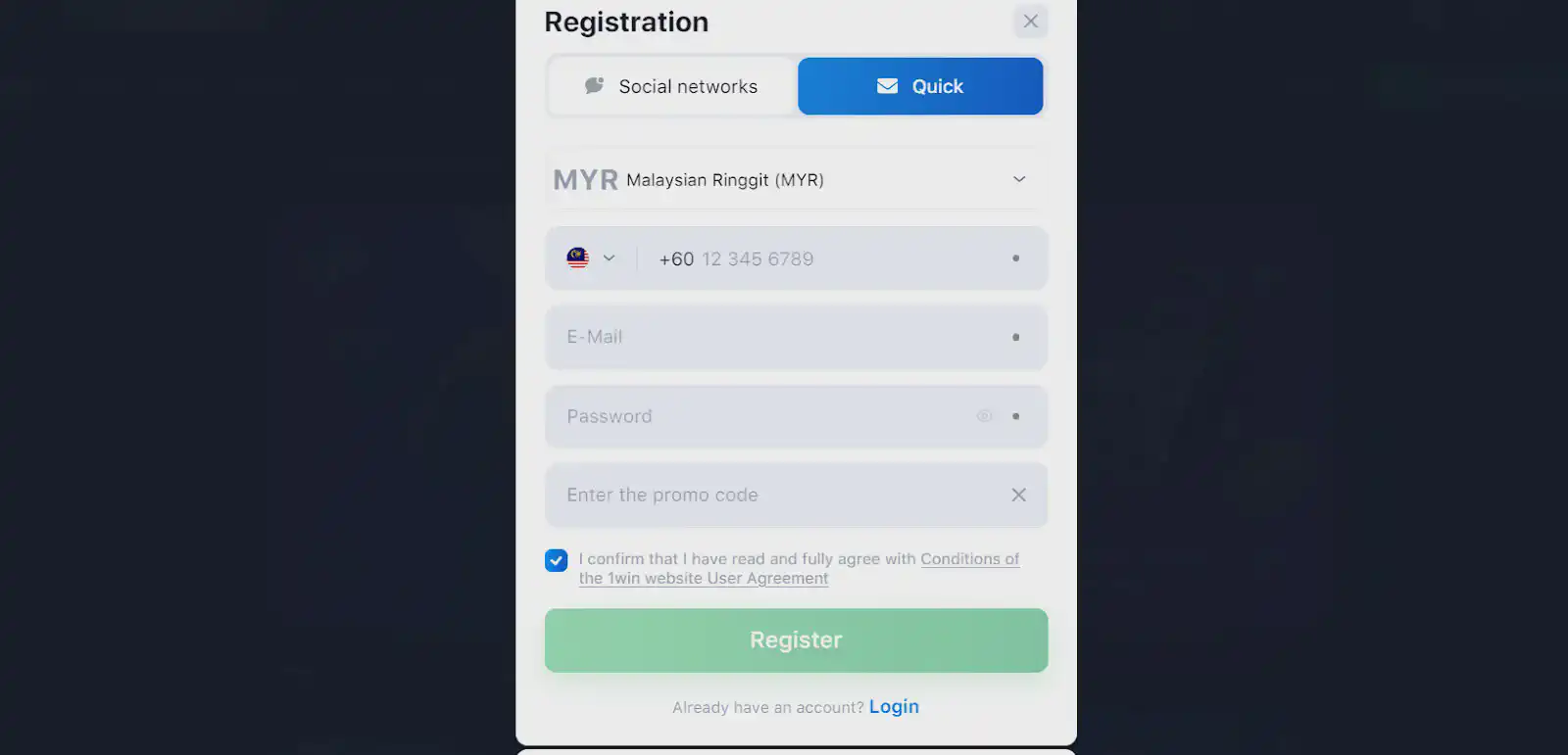 1win sign up bonus