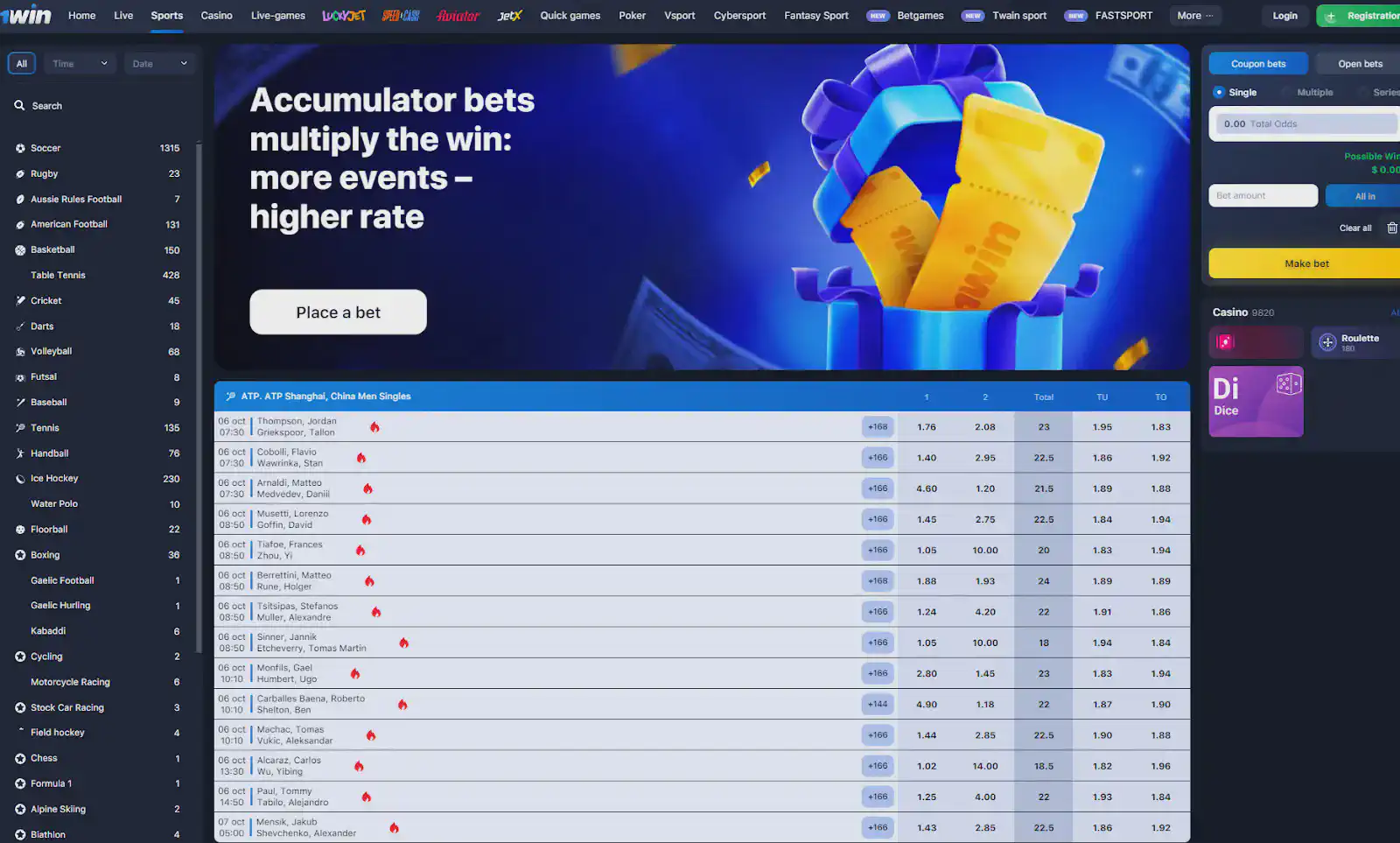 1win sports betting